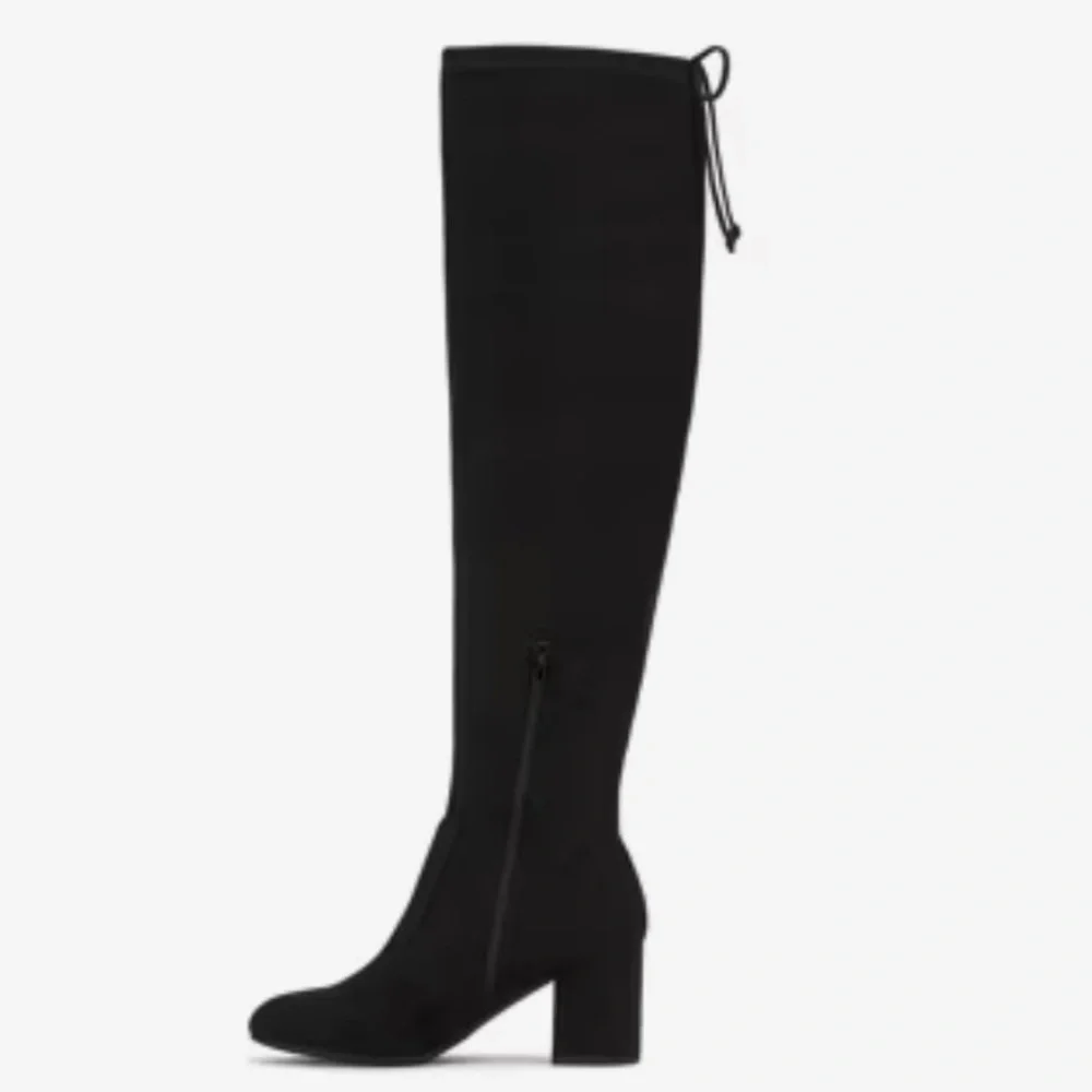 Chinese Laundry Black Faux Suede Lace Up Back Over The Knee Boots Size 7
